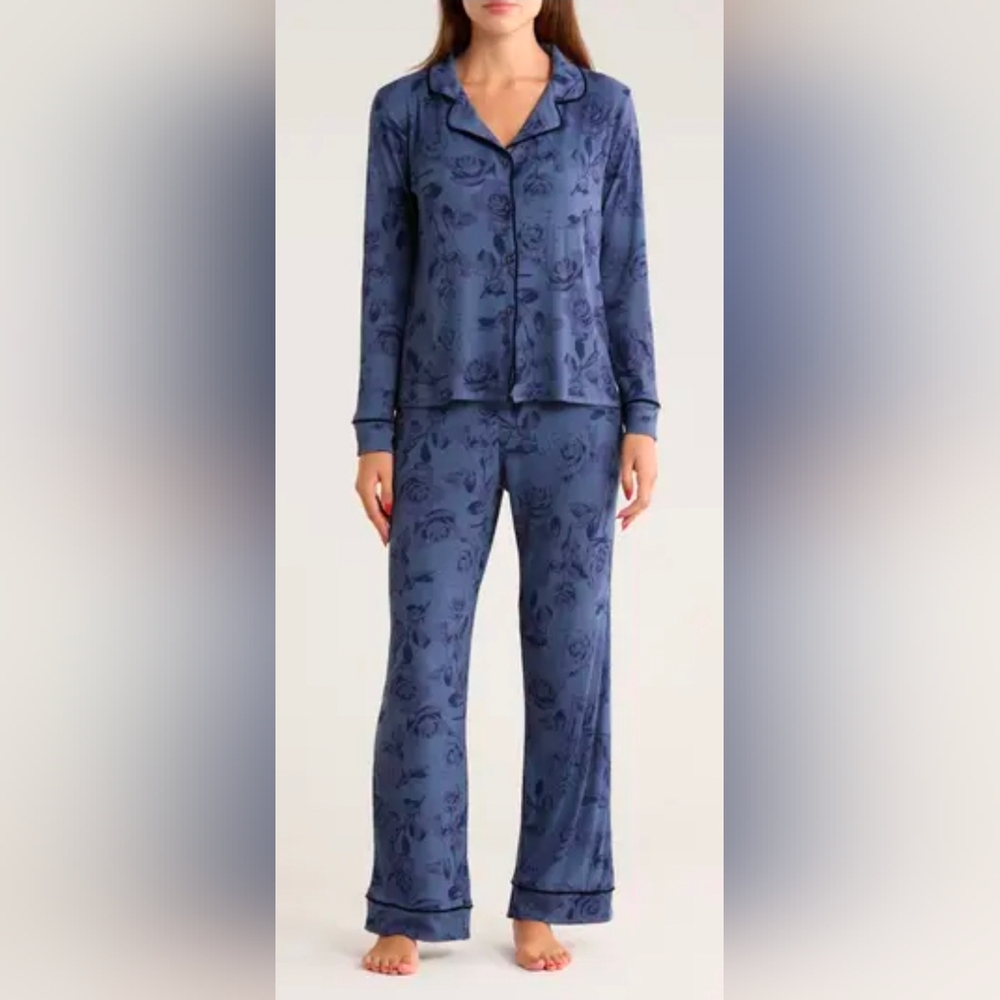 ROUDELAIN Women's Long Sleeve Pajama Set Med Nwt